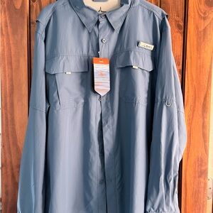Men's Habit Slate Blue Button Down Fishing Shirt